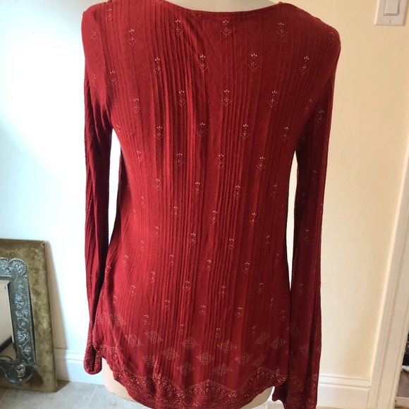 EUC Lucky Brand Boho Top w/Tassel Tie Size S - Picture 3 of 7